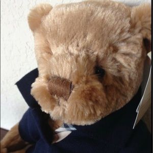 😉Burberry Collectible 2010 Teddy Bear With Navy Jersey Nova Check Accent